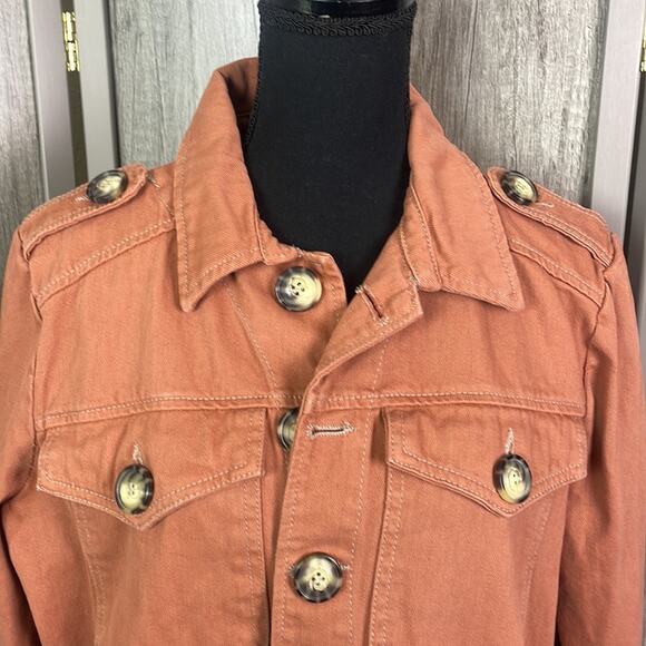 Free People Eisenhower terra cotta denim cropped jacket women's S - Picture 3 of 11